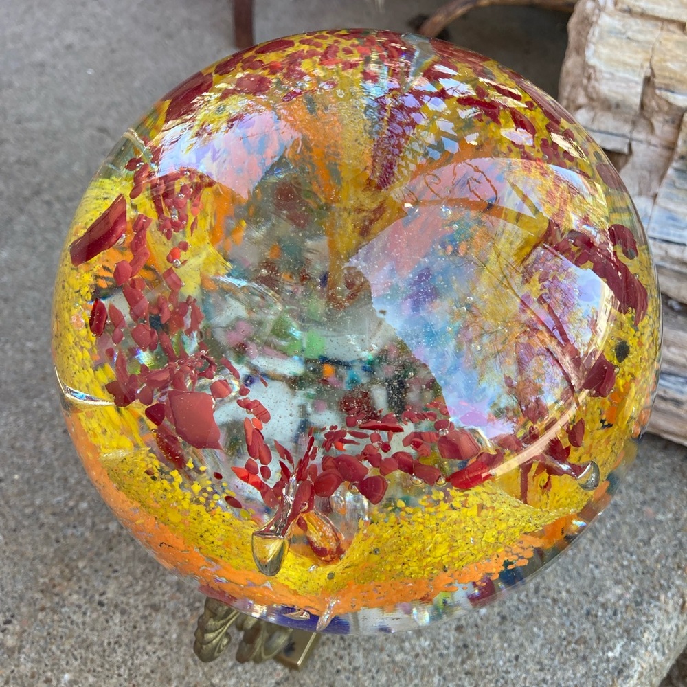 Colorful Huge Magnum Glass Sphere Paperweight with Stand - Picture 2 of 15